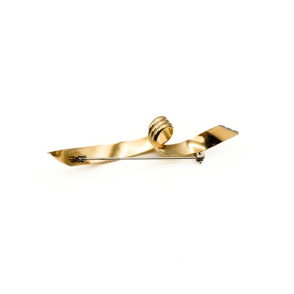 Vintage Krementz 12K Yellow Gold Swirl Brooch Pin - Picture 1 of 3